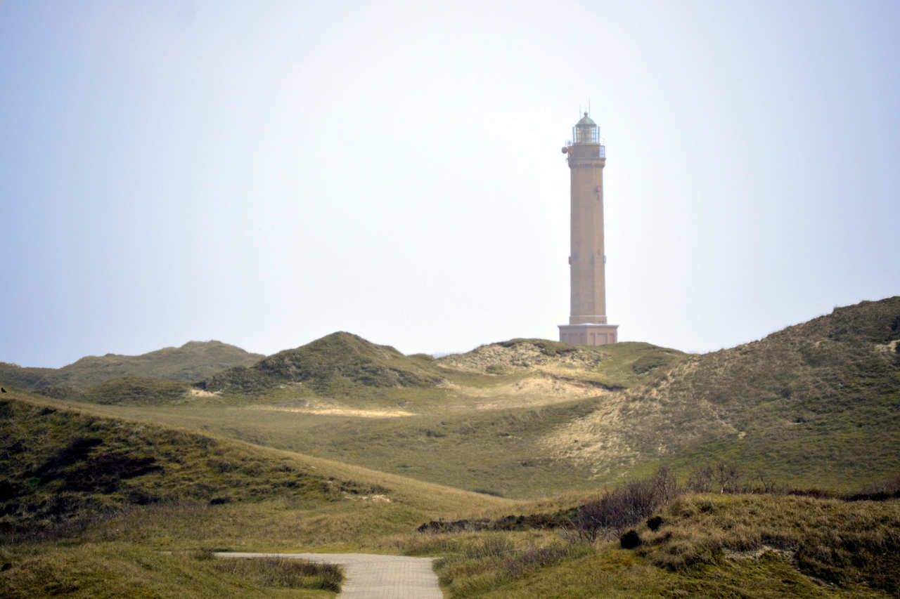 Der Norderneyer Leuchtturm hinter den Duenen